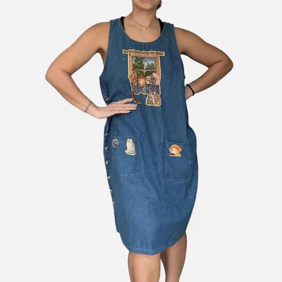 Denim cat apron dress - Picture 4 of 8